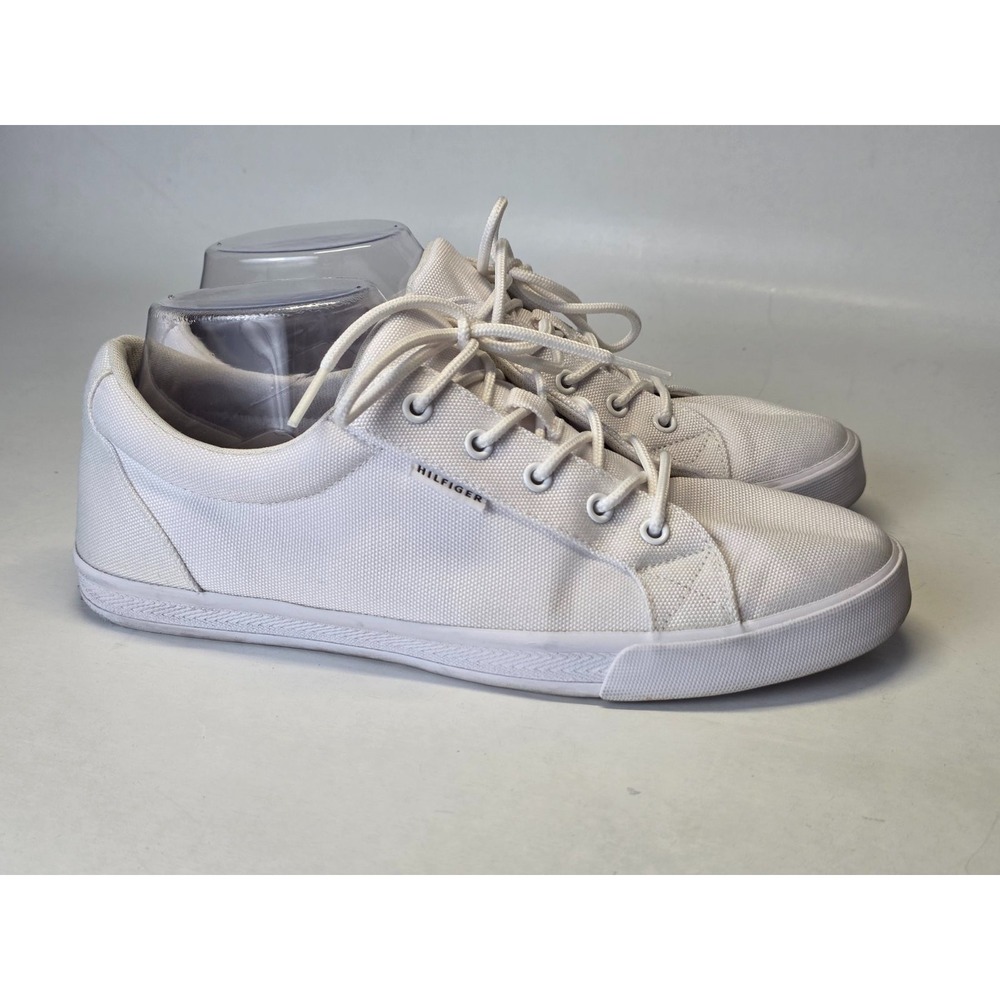 Tommy Hilfiger Women's Sneakers Size 8.5 M White Canvas Classic Tennis‎ Shoes